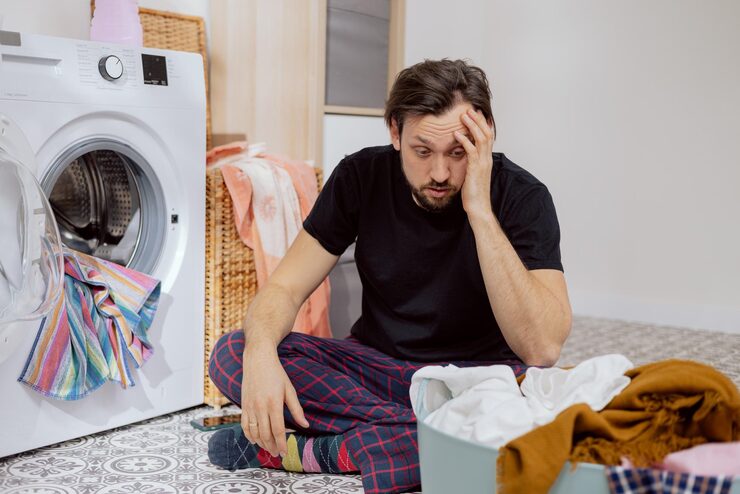 guy-sits-laundry-room-floor-with-washing-machine